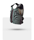 Stohlquist green kayaking life jacket with adjustable straps and mesh panel, side view