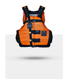 Stohlquist youth orange life jacket with black straps for kayaking and paddling safety