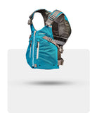 Stohlquist turquoise and gray kayaking life jacket with multiple pockets and adjustable straps