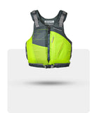 Stohlquist lime green youth adult kayaking life jacket with front zipper and pocket