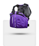 Stohlquist purple and black kayaking life jacket with mesh back and front zipper