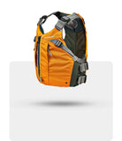Stohlquist orange kayaking and paddling life jacket with adjustable straps and mesh back