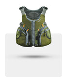 Stohlquist green kayaking life jacket with front zipper and multiple gear pockets