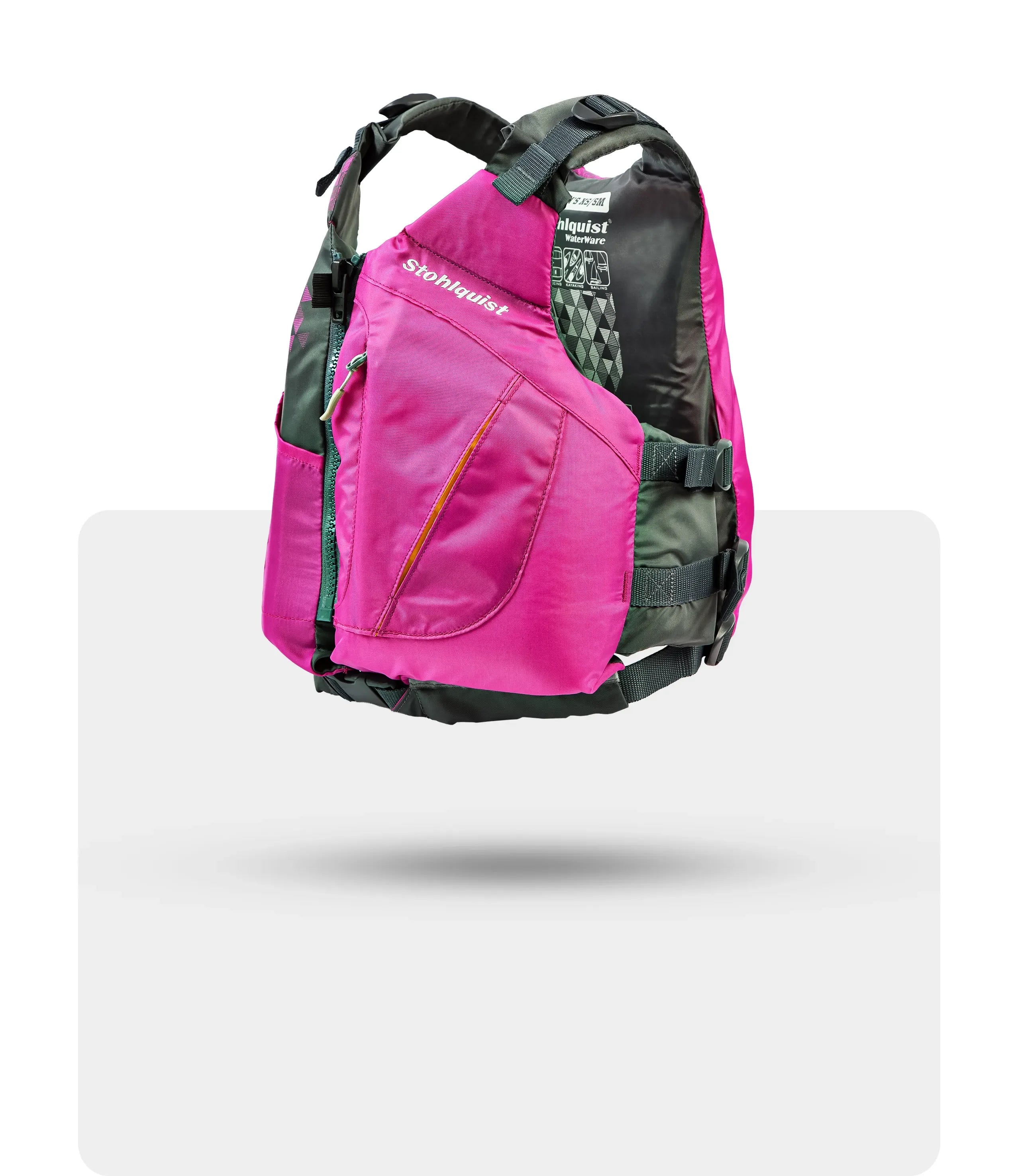 Stohlquist violet kayaking life jacket with front zipper and adjustable straps