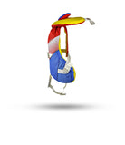 Stohlquist kids' orange, yellow, and blue paddling life jacket with safety straps