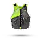 Stohlquist Escape Storm Cloud kayak life jacket, gray with neon yellow accents, front view
