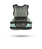 Stohlquist gray kayaking life jacket back view with adjustable black straps and mesh panel