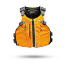 Stohlquist Glide orange kayaking life jacket with front zip and adjustable straps