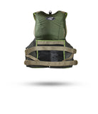 Stohlquist grass green kayak life jacket back view with adjustable straps and mesh panel