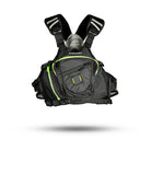 Stohlquist black kayaking life jacket with front zipper and reflective straps, product front view