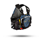 Stohlquist navy blue paddling life jacket with safety features and utility pockets