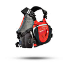 Stohlquist red kayaking life jacket with safety pockets and adjustable straps