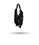 Stohlquist black kayaking life jacket with mesh pocket and adjustable straps, side view