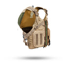 Stohlquist khaki kayaking life jacket with multiple pockets and adjustable straps, side view