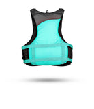 Stohlquist Aqua Gray kayak life jacket back view, floating with adjustable straps