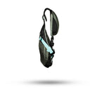 Stohlquist gray kayaking life jacket side view with teal straps on white background