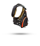 Stohlquist black fishing life jacket with orange zipper, adjustable straps, kayaking PFD