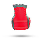 Stohlquist red and gray kayaking life jacket back view, high-quality paddling gear