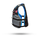 Stohlquist black and gray kayak life jacket with blue interior and adjustable straps