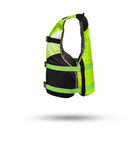 Stohlquist youth lime and black life jacket with adjustable straps for kayaking safety.
