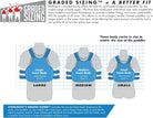 Stohlquist kayaking life jacket sizing chart with large, medium, and small foam body vests.